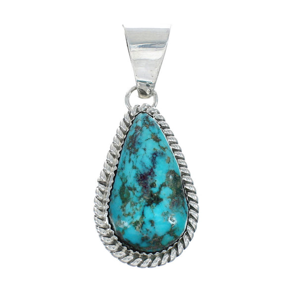 Navajo Authentic Turquoise Sterling Silver Pendant AX130192